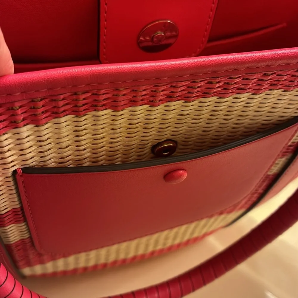 NWOT Kate Spade Straw Satchel Crossbody
Bag Pink/ Cream - Picture 7 of 11